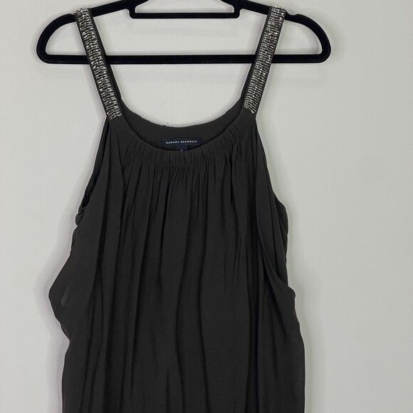 Banana Republic Silk Beaded Double Layered Dress Women's Size Medium - Picture 4 of 9